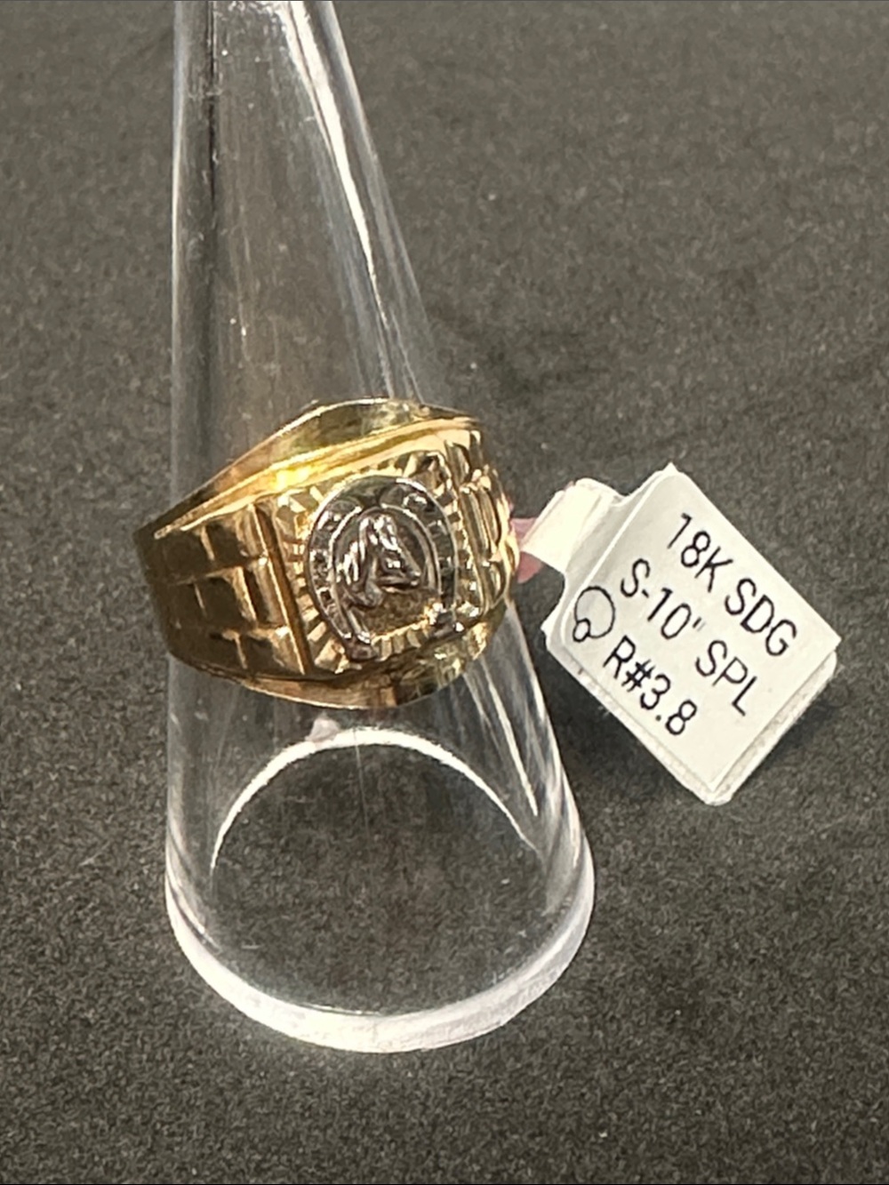 18K Saudi Gold Men’s Ring Size 10 Two-Tone